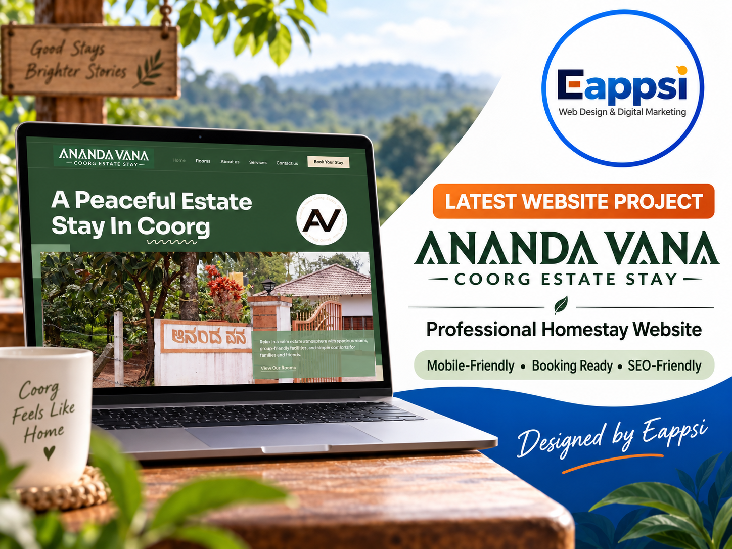 Ananda Vana Coorg Estate Stay website designed by Eappsi Web Design and Digital Marketing