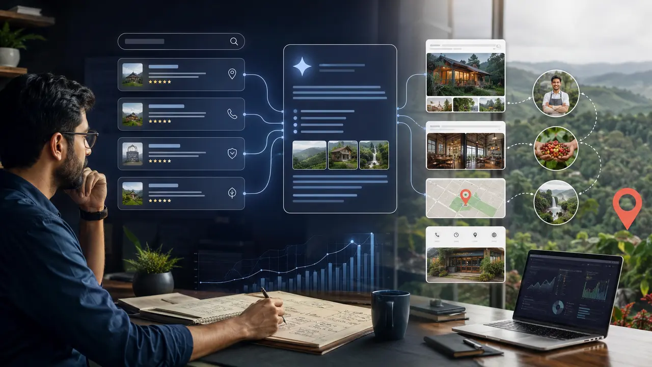 Search results and AI summary connected to authentic small business website content