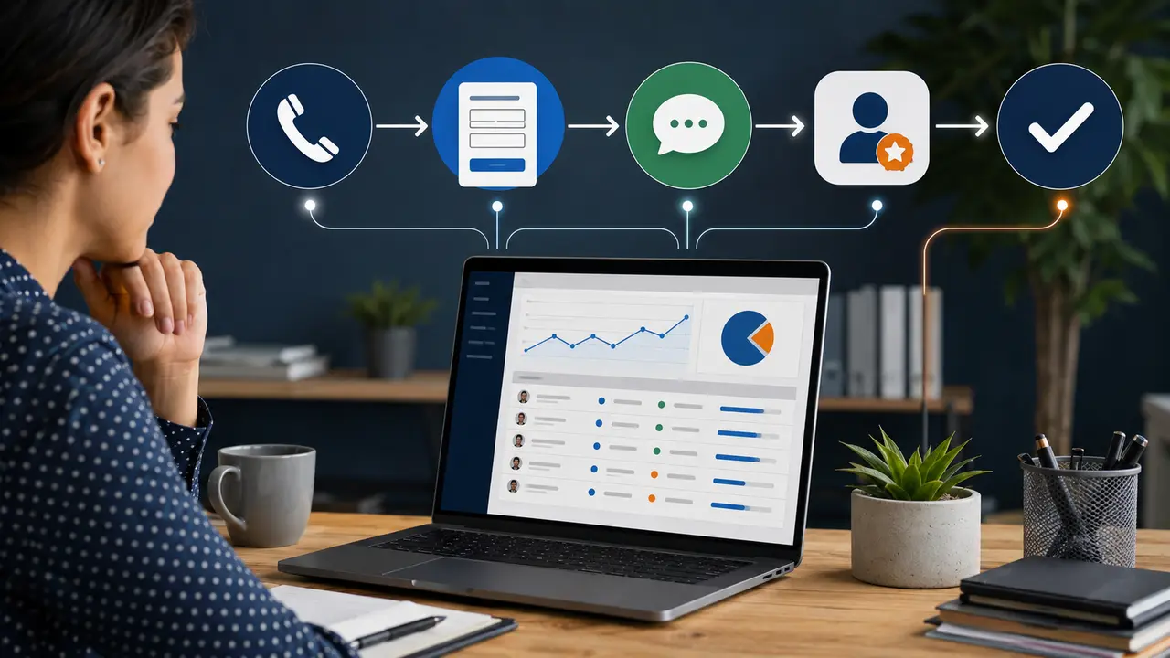 Marketing dashboard tracking calls, forms, chat enquiries, qualified leads and bookings